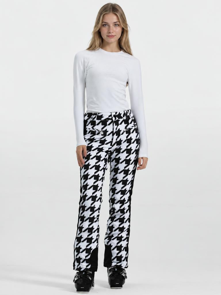 Women's Black Slim Fit Velvet-Lined Ski Pants