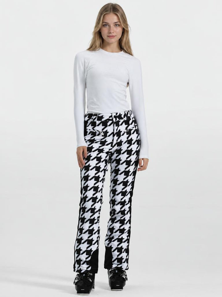 Women's Black Slim Fit Velvet-Lined Ski Pants