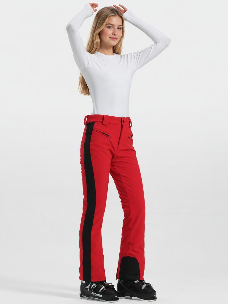 Women's Black Slim Fit Velvet-Lined Ski Pants