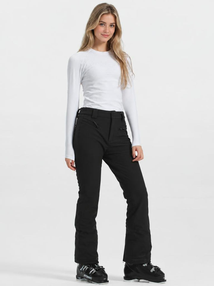 Women's Black Slim Fit Velvet-Lined Ski Pants