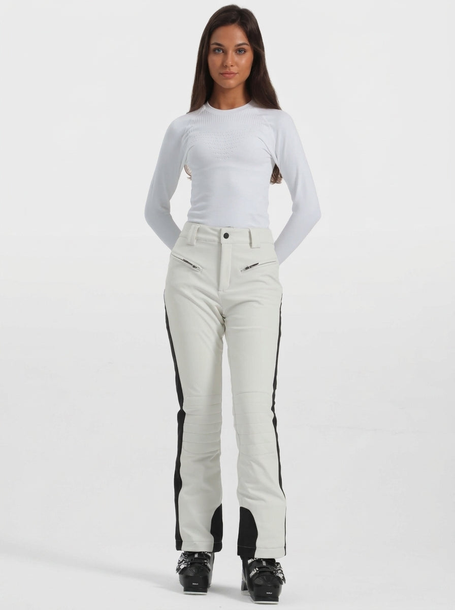 Women's Off White Reinforced Knee Scuff Guard Ski Pants