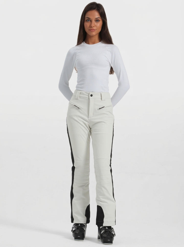 Women's Off White Reinforced Knee Scuff Guard Ski Pants