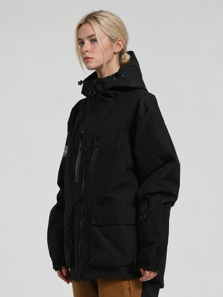 Women's Beige Fully Sealed Seam Two-Way Zipper Snow Jackets