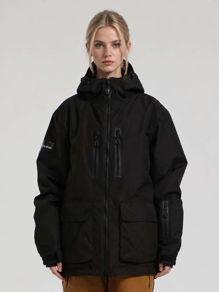 Women's Beige Fully Sealed Seam Two-Way Zipper Snow Jackets