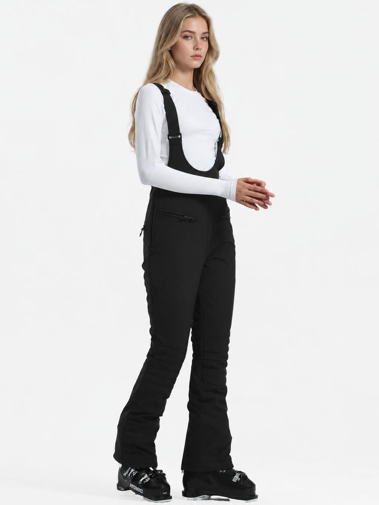 Women's Off White Slim-Fit Stretch Fleece-Lined Ski Bibs