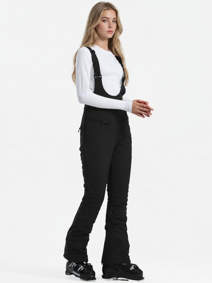 Women's Off White Slim-Fit Stretch Fleece-Lined Ski Bibs