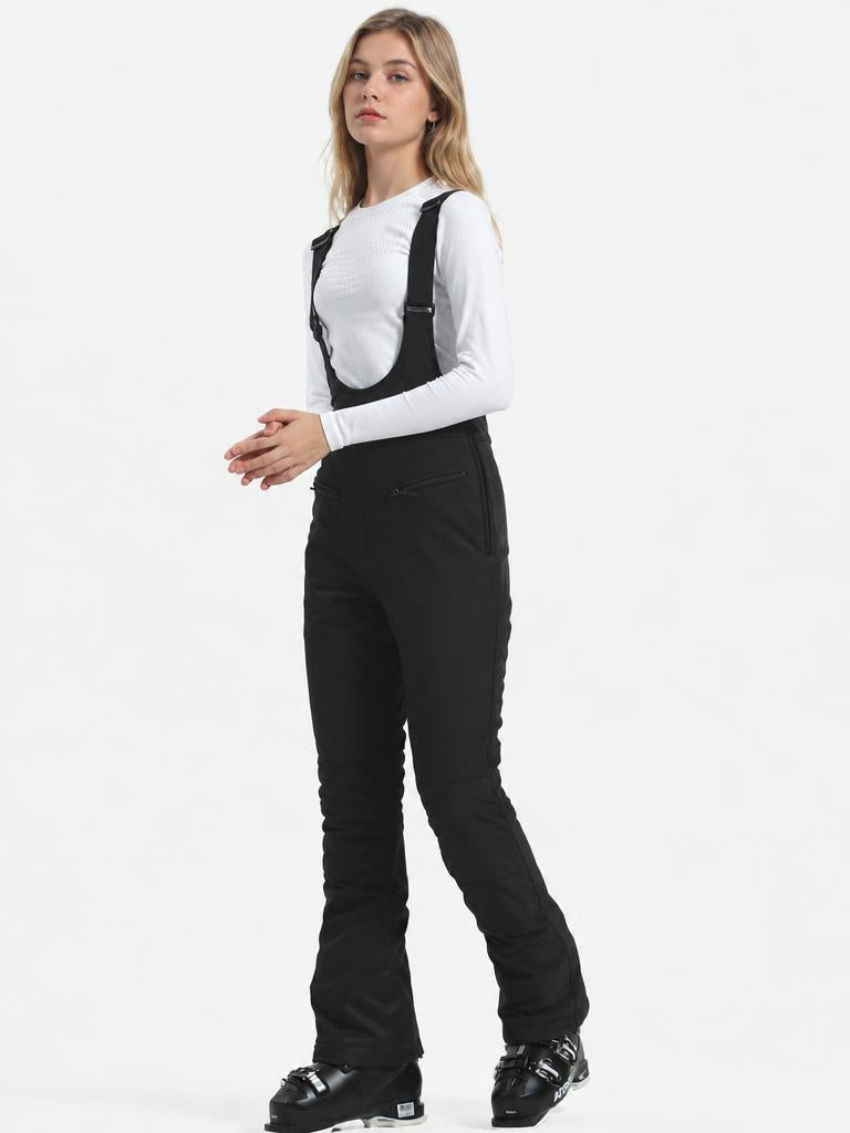 Women's Off White Slim-Fit Stretch Fleece-Lined Ski Bibs
