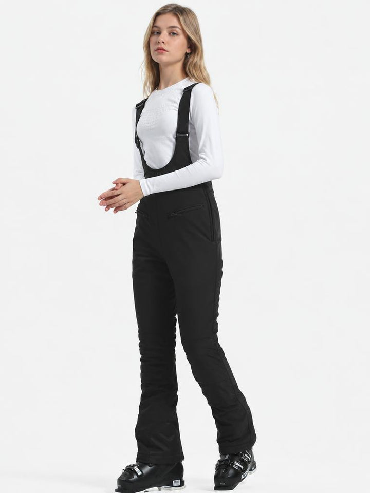Women's Off White Slim-Fit Stretch Fleece-Lined Ski Bibs