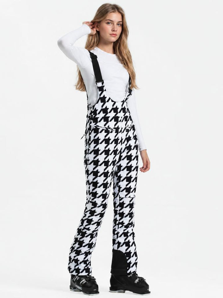 Women's Off White Slim-Fit Stretch Fleece-Lined Ski Bibs