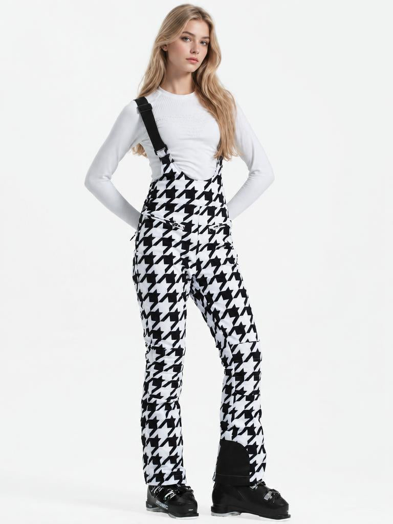 Women's Off White Slim-Fit Stretch Fleece-Lined Ski Bibs