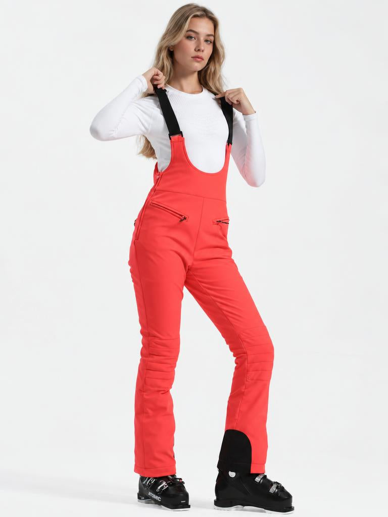 Women's Off White Slim-Fit Stretch Fleece-Lined Ski Bibs
