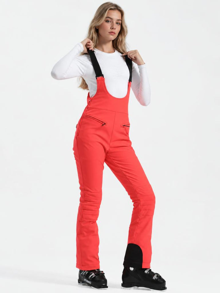 Women's Off White Slim-Fit Stretch Fleece-Lined Ski Bibs