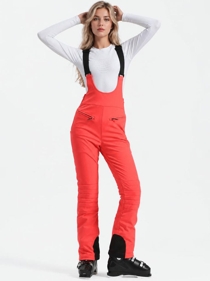Women's Off White Slim-Fit Stretch Fleece-Lined Ski Bibs