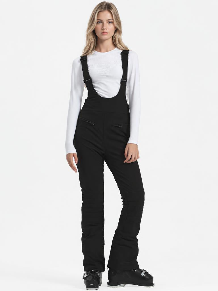 Women's Off White Slim-Fit Stretch Fleece-Lined Ski Bibs
