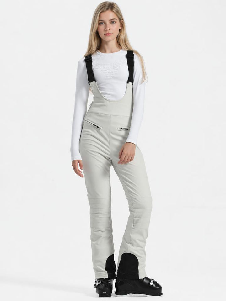Women's Off White Slim-Fit Stretch Fleece-Lined Ski Bibs