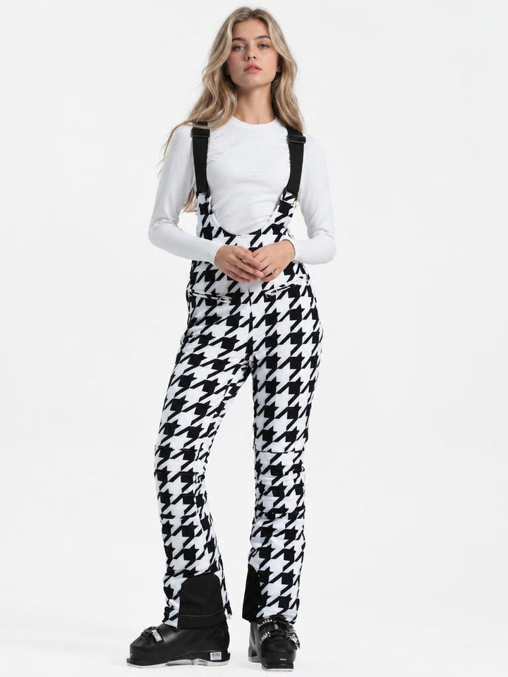 Women's Off White Slim-Fit Stretch Fleece-Lined Ski Bibs
