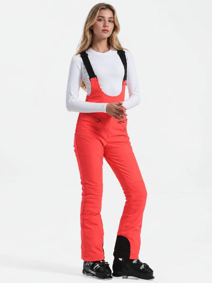 Women's Off White Slim-Fit Stretch Fleece-Lined Ski Bibs