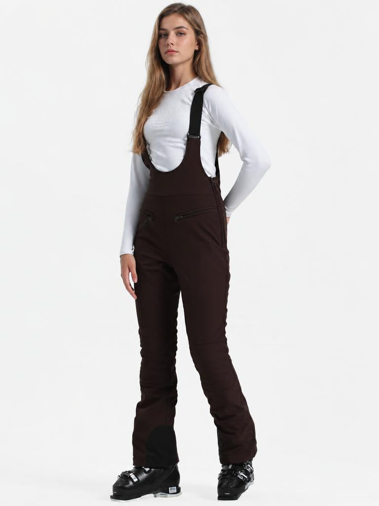 Women's Off White Slim-Fit Stretch Fleece-Lined Ski Bibs