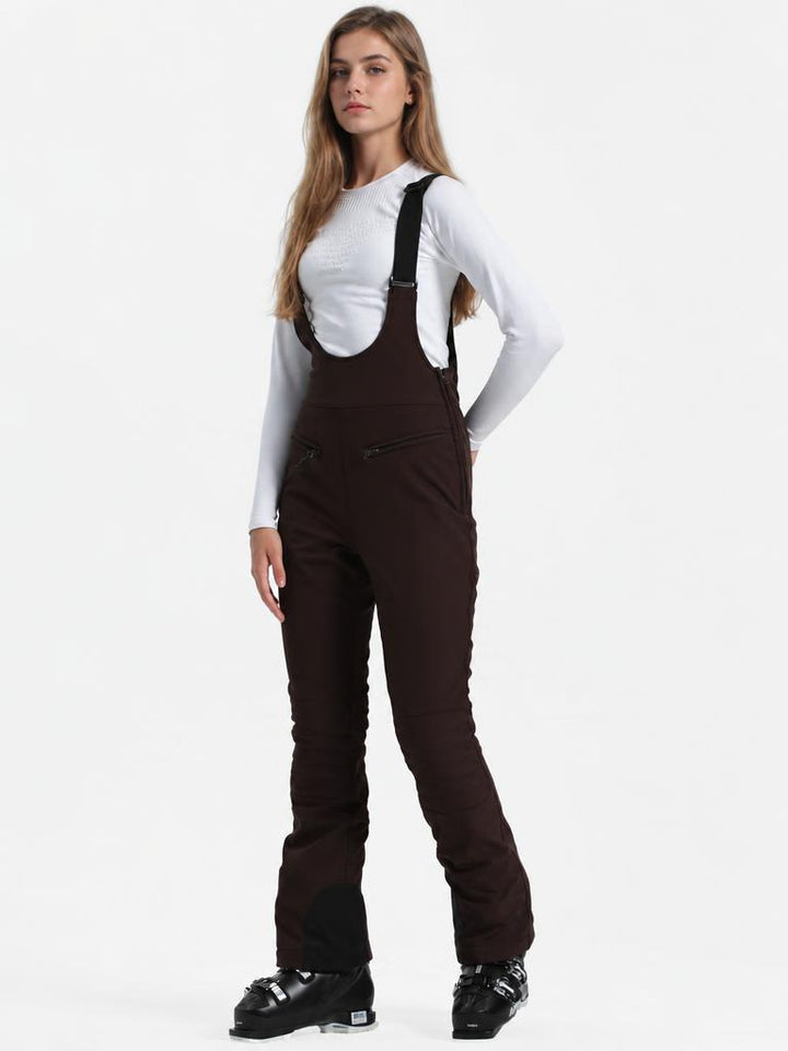 Women's Off White Slim-Fit Stretch Fleece-Lined Ski Bibs