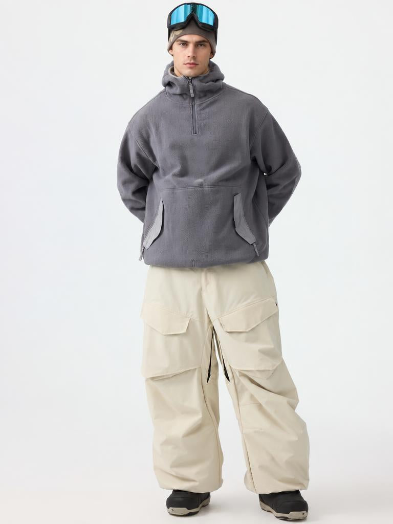 Men's Black Baggy Utility Wear-resistant Snow Pants