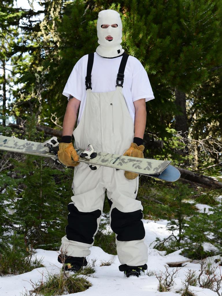 Men's White Full Front Zip Snow Bibs with Hook & Loop Closure