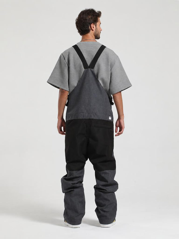 Men's White Full Front Zip Snow Bibs with Hook & Loop Closure