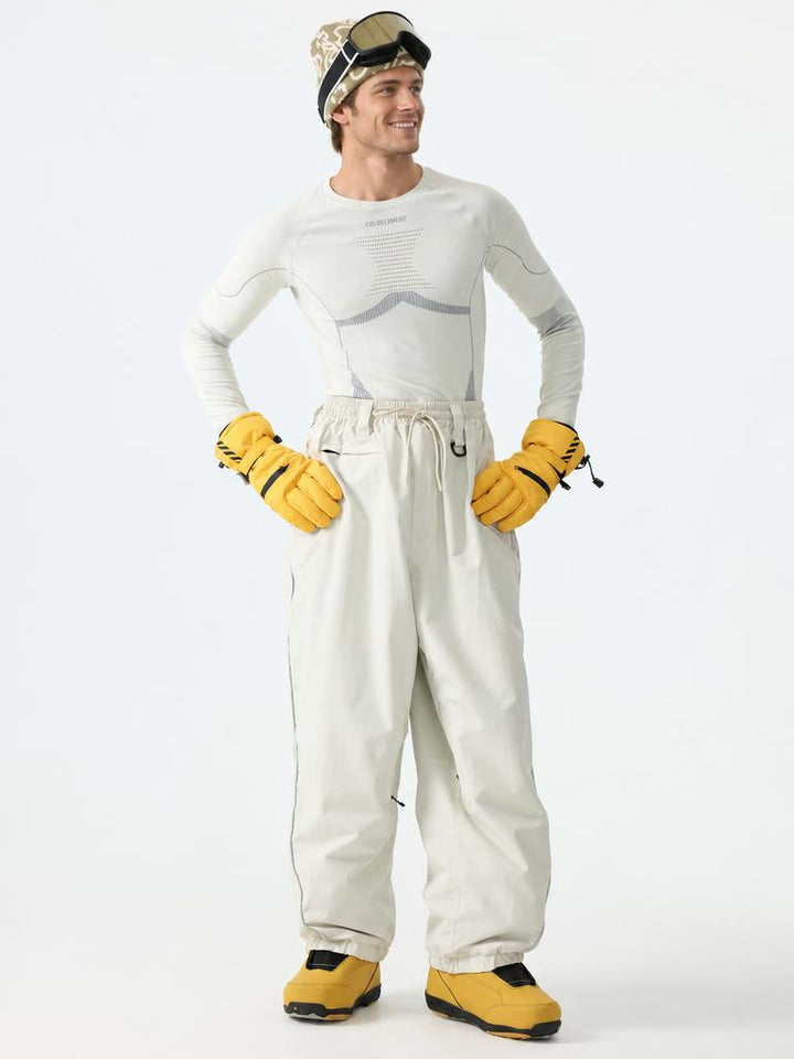 Baggy Reflective Piping Drawstring Waterproof Windproof Ski Snow Pants