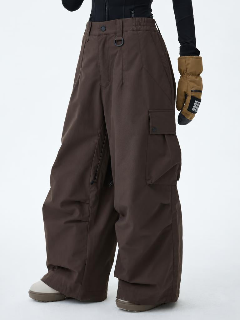 Women's Black Lightweight Inner Leg Vents Waterproof Baggy Snow Pants