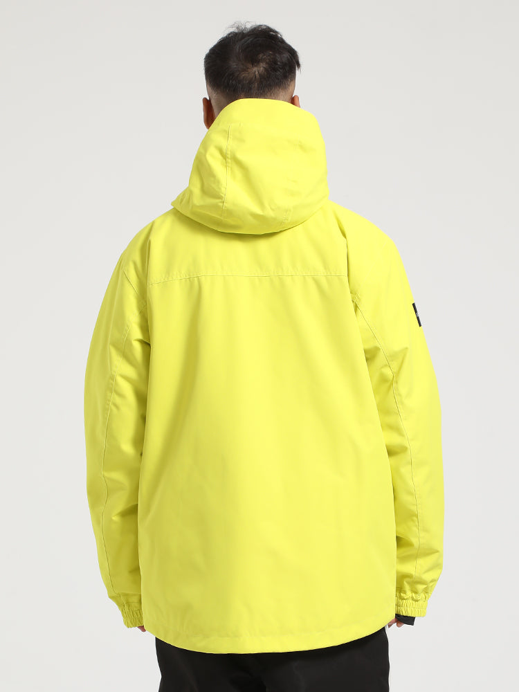 Men's Cream Beige Fully Seam-Sealed Dual-Zipper Waterproof Snow Jacket