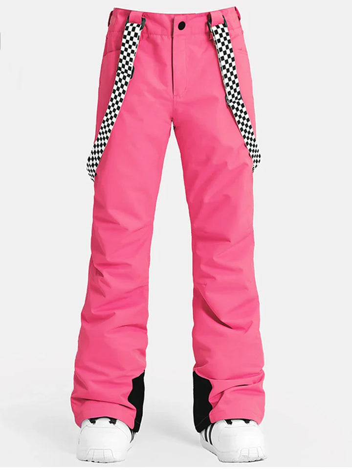 Women's Flare Snow Pants with Checkered Suspenders