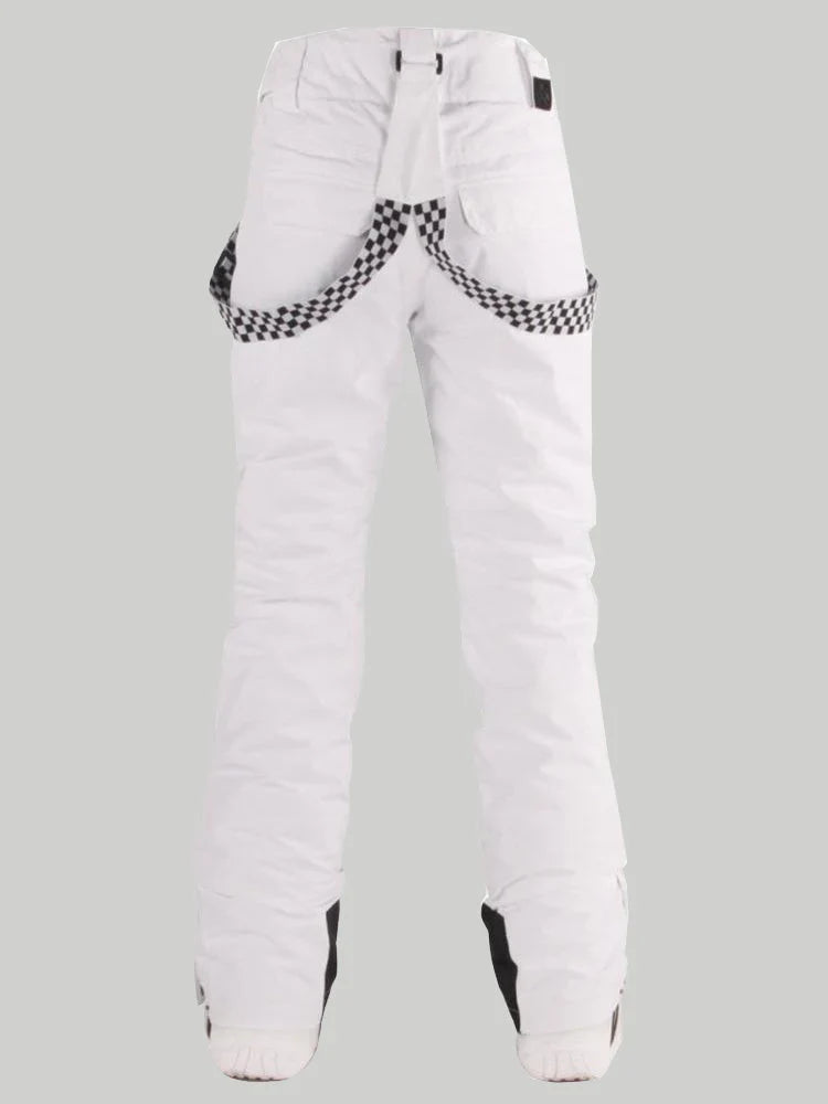 Women's Flare Snow Pants with Checkered Suspenders