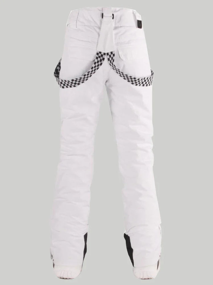 Women's Flare Snow Pants with Checkered Suspenders