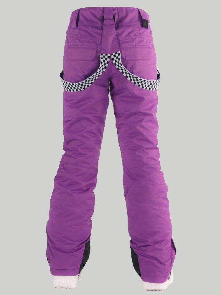 Women's Flare Snow Pants with Checkered Suspenders