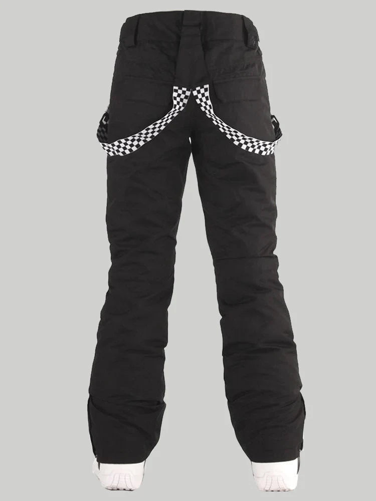 Women's Flare Snow Pants with Checkered Suspenders