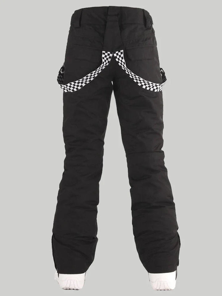 Women's Flare Snow Pants with Checkered Suspenders