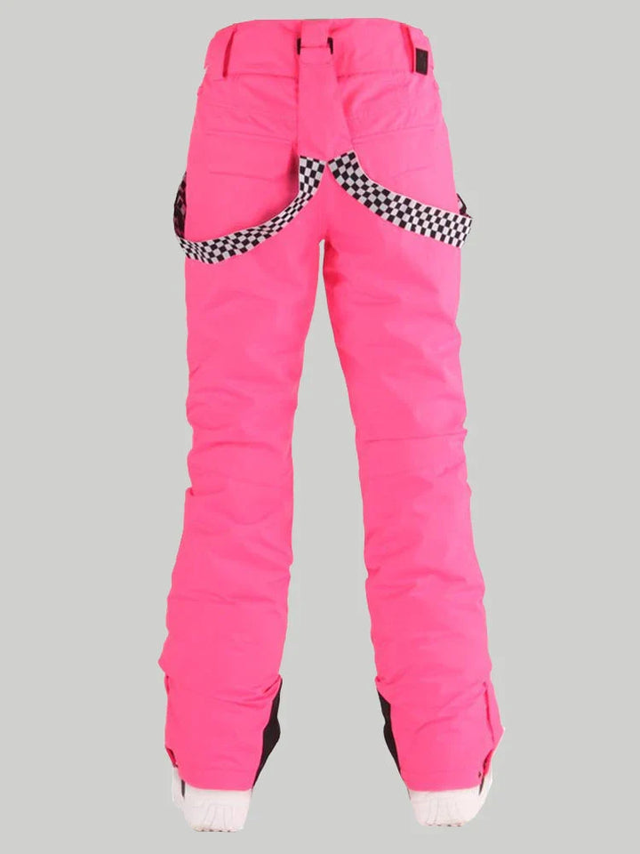 Women's Flare Snow Pants with Checkered Suspenders