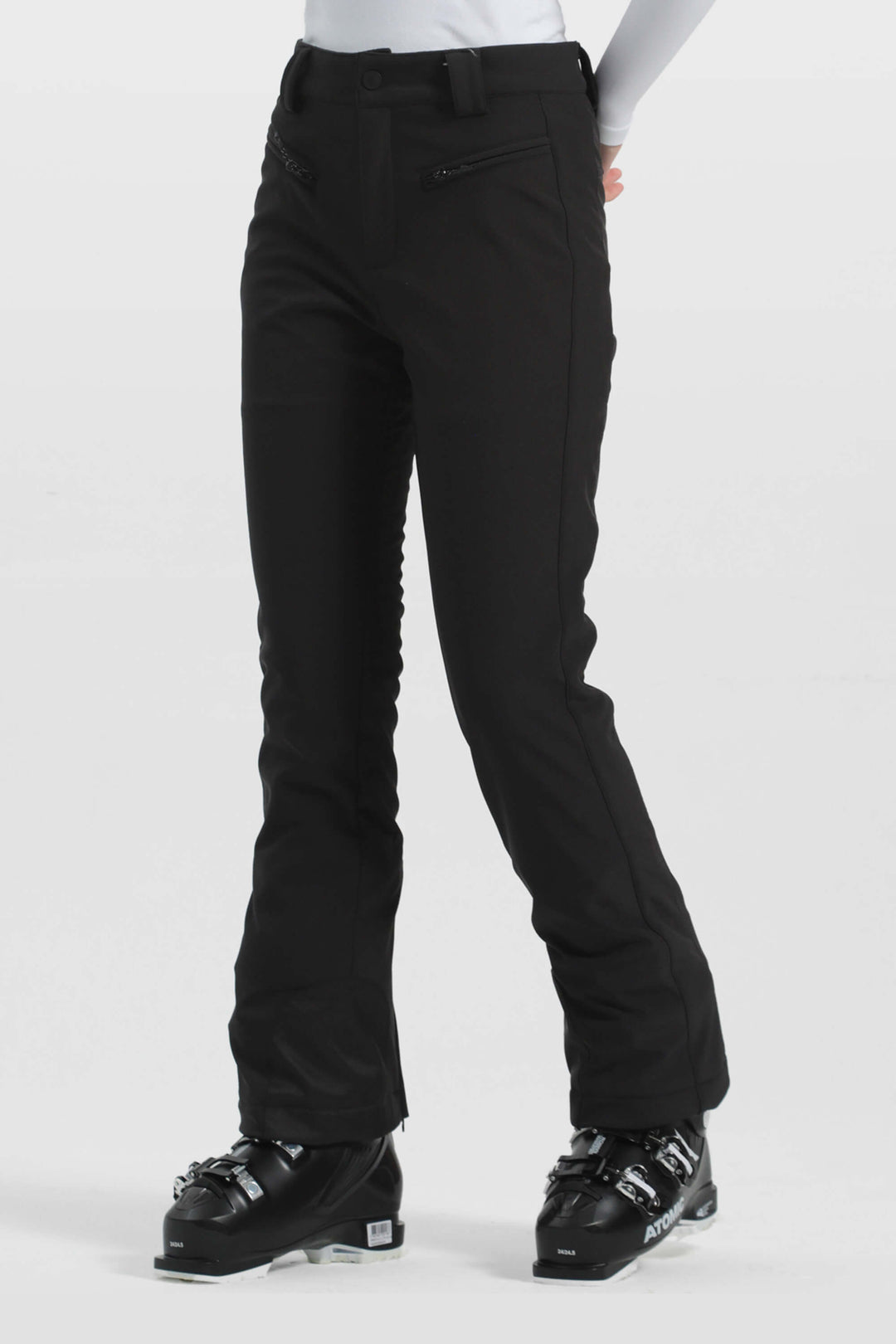Women's Black Slim Fit Velvet-Lined Ski Pants