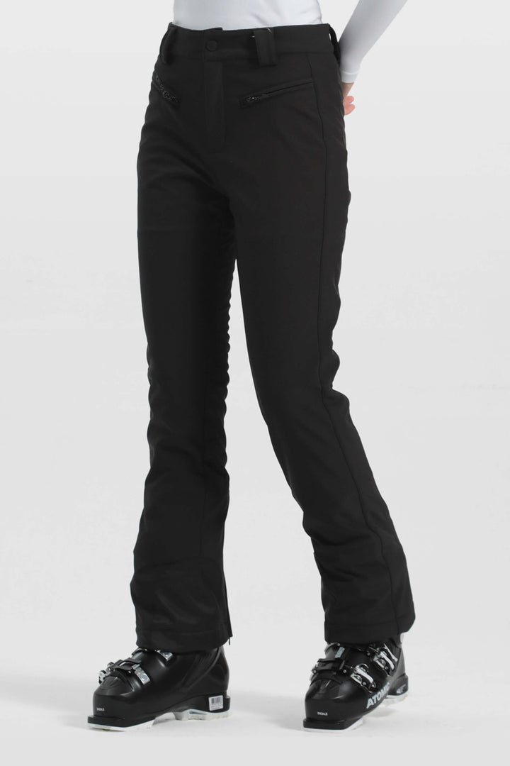 Women's Black Slim Fit Velvet-Lined Ski Pants