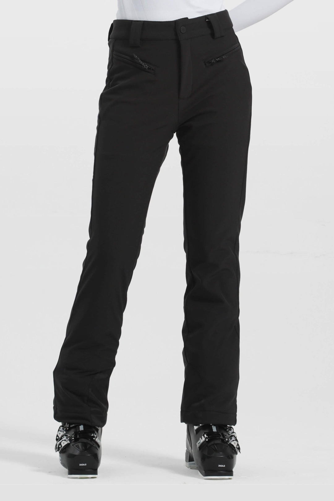 Women's Black Slim Fit Velvet-Lined Ski Pants