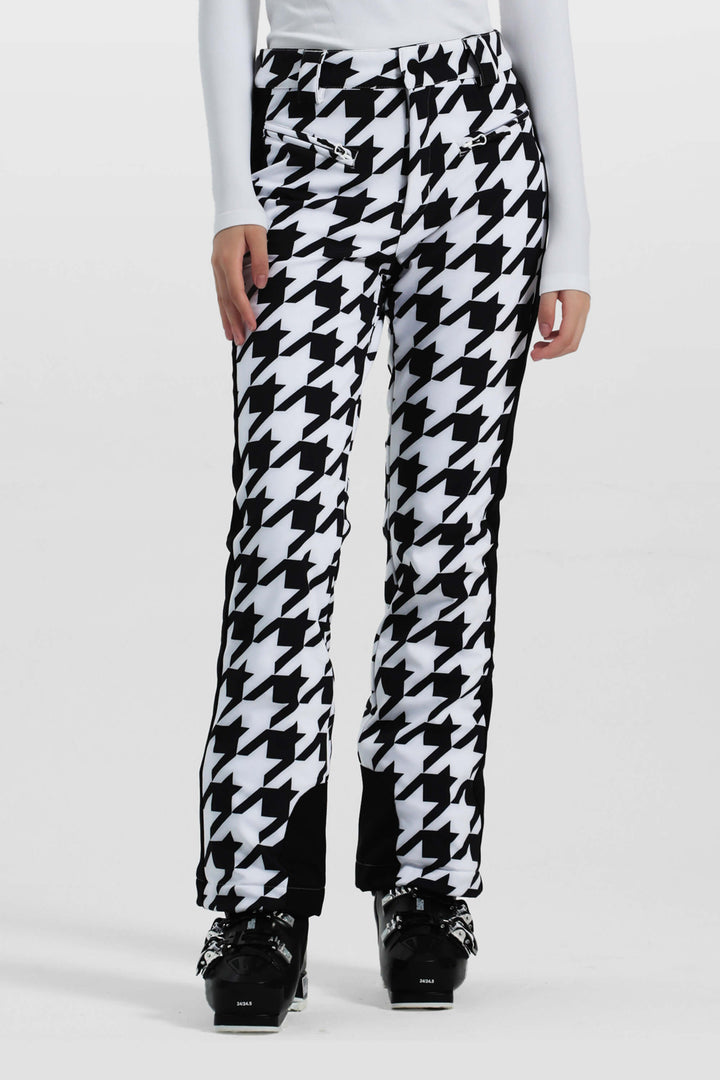 Women's Black Slim Fit Velvet-Lined Ski Pants