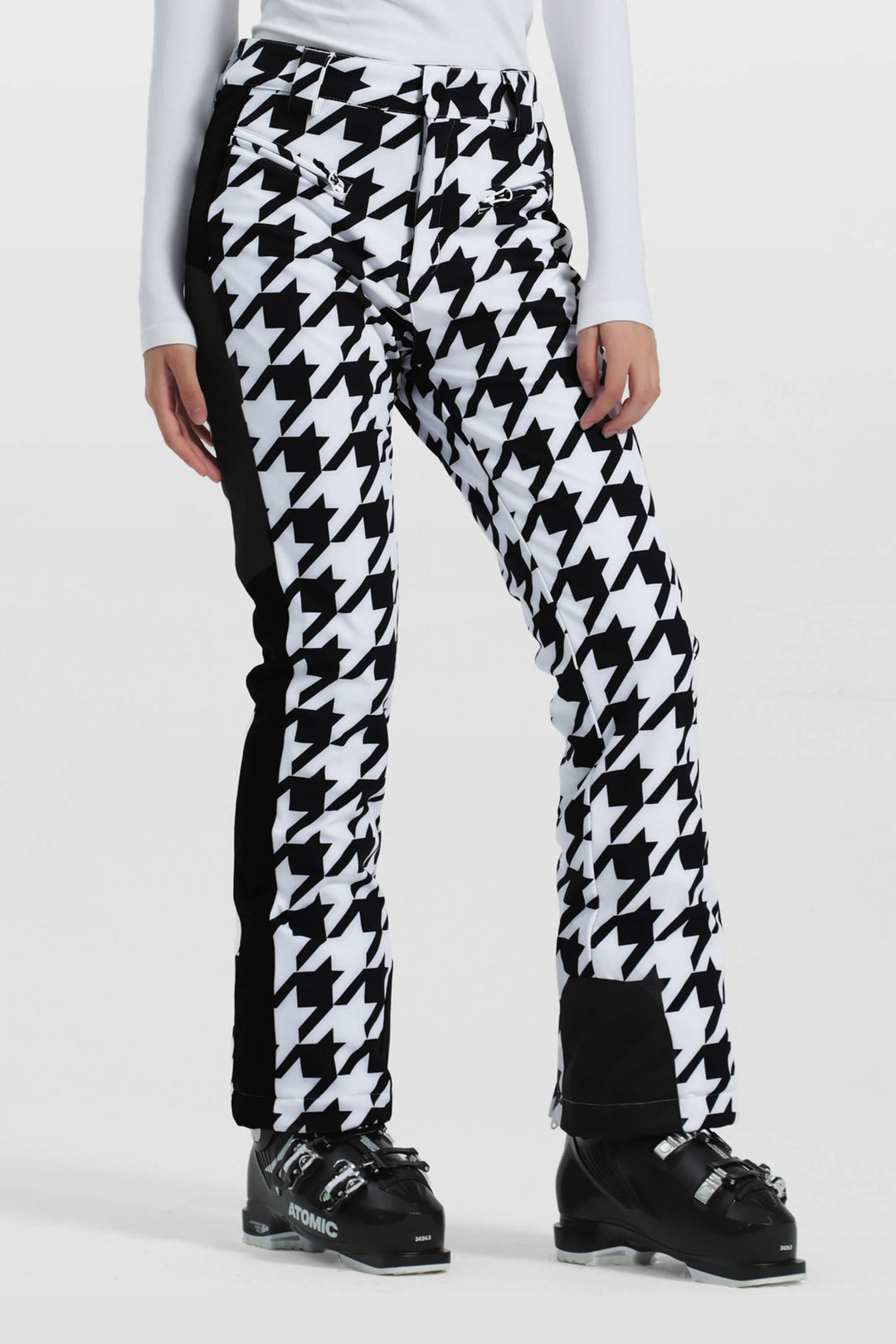 Women's Black Slim Fit Velvet-Lined Ski Pants