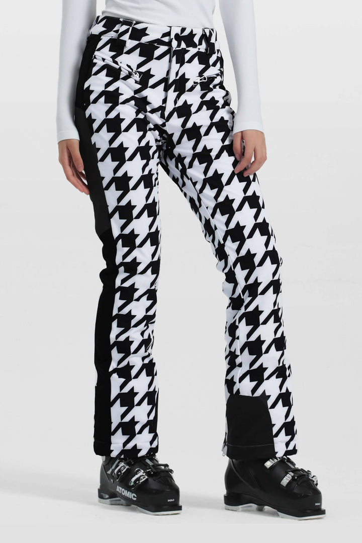 Women's Black Slim Fit Velvet-Lined Ski Pants