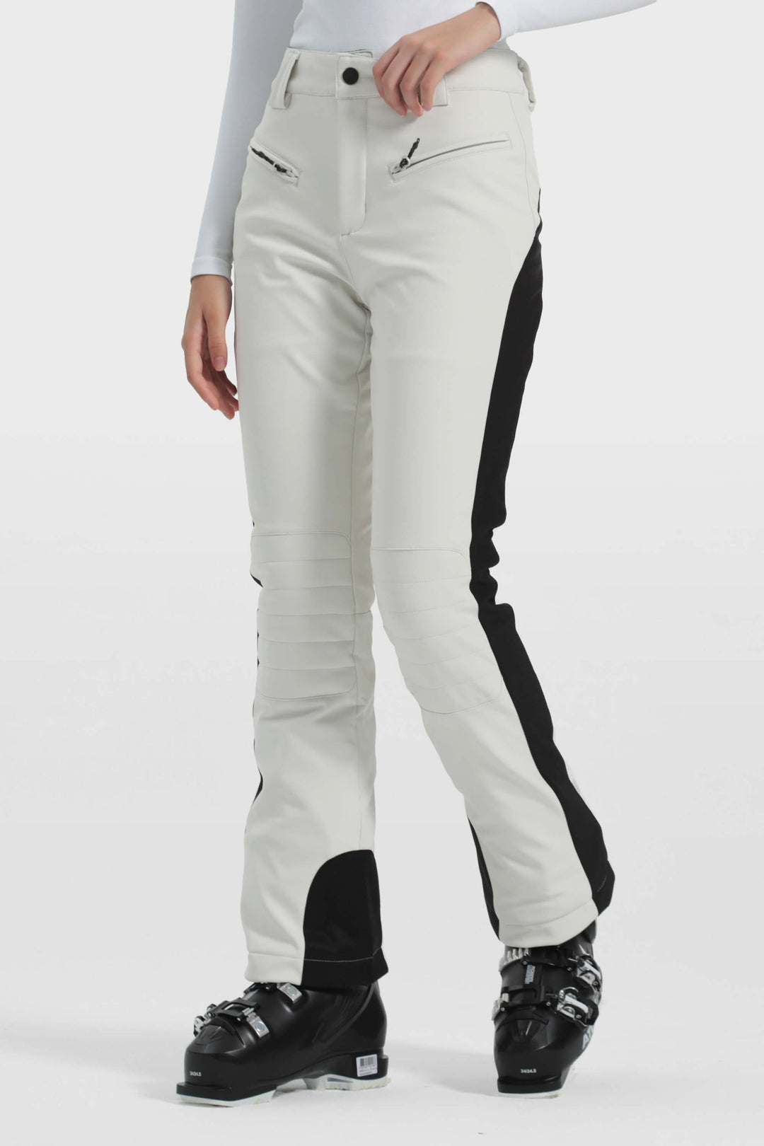 Women's Off White Reinforced Knee Scuff Guard Ski Pants
