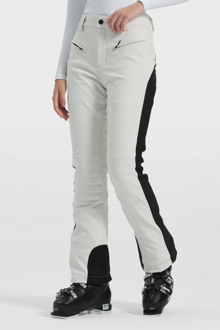 Women's Off White Reinforced Knee Scuff Guard Ski Pants