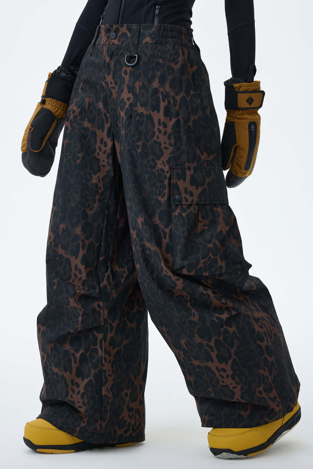 Women's Black Lightweight Inner Leg Vents Waterproof Baggy Snow Pants