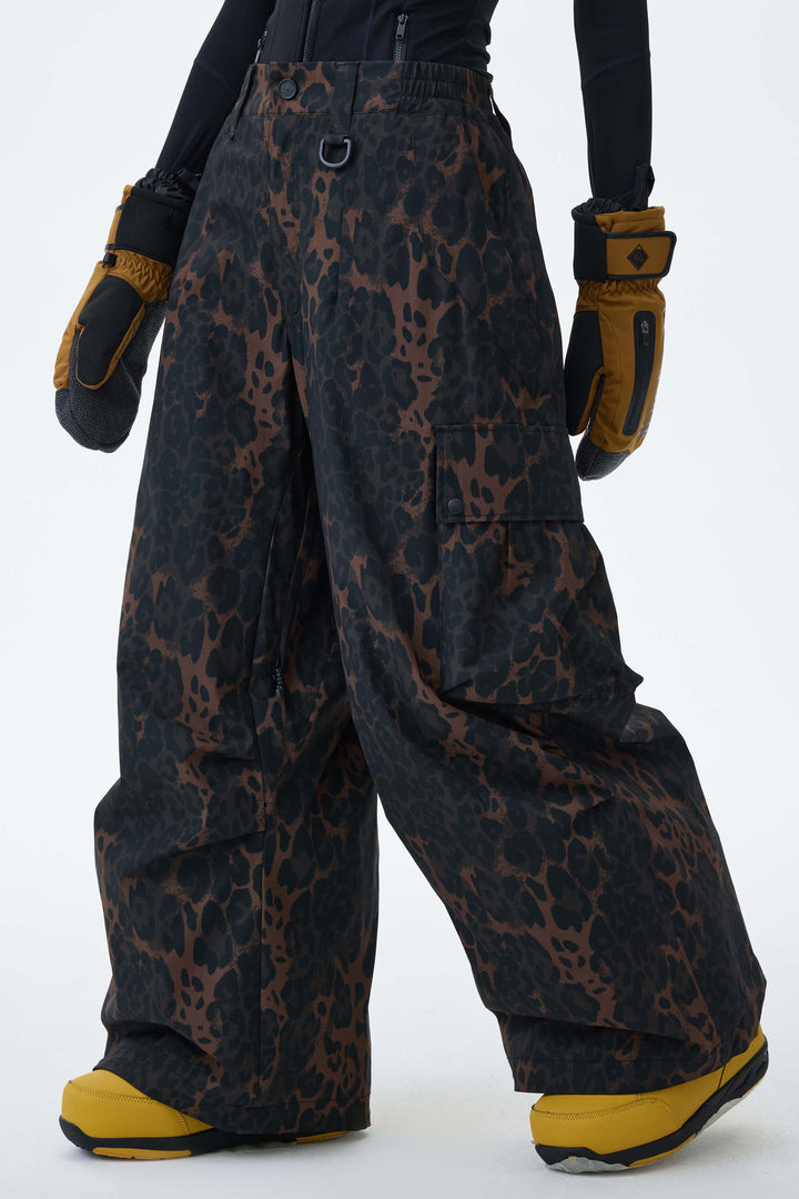 Women's Black Lightweight Inner Leg Vents Waterproof Baggy Snow Pants