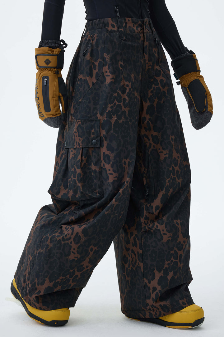 Women's Black Lightweight Inner Leg Vents Waterproof Baggy Snow Pants