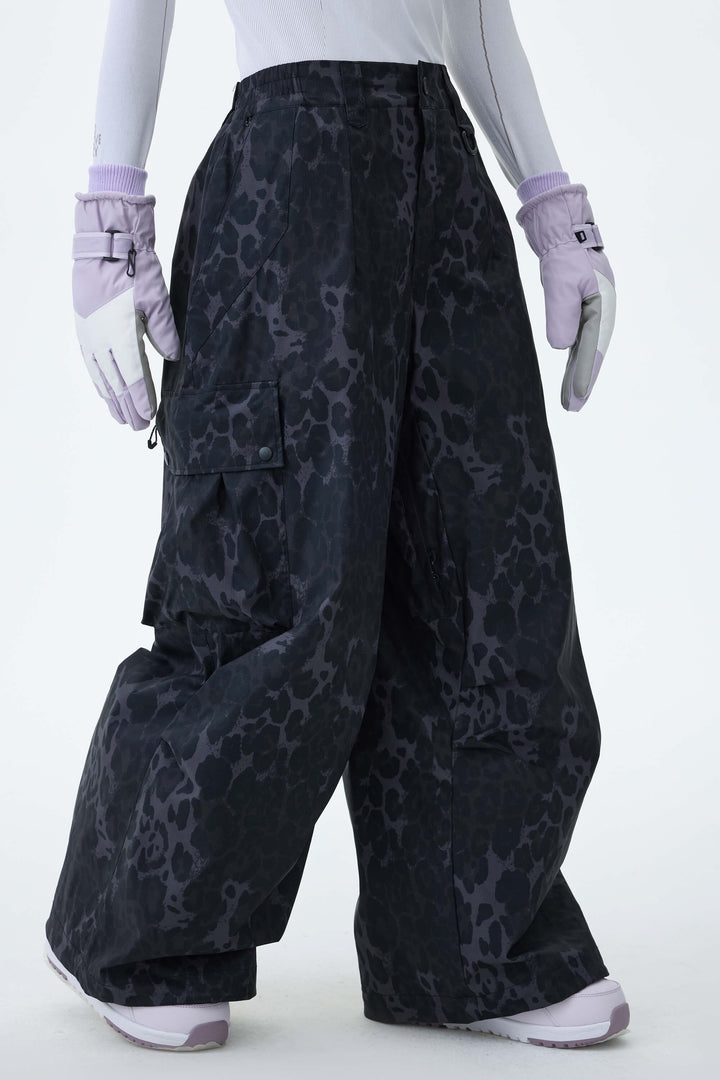 Women's Black Lightweight Inner Leg Vents Waterproof Baggy Snow Pants