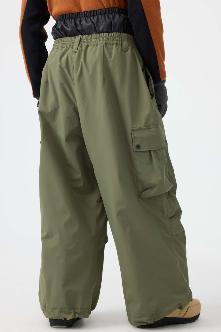 Men's Black Lightweight Inner Leg Vents Baggy Snow Pants