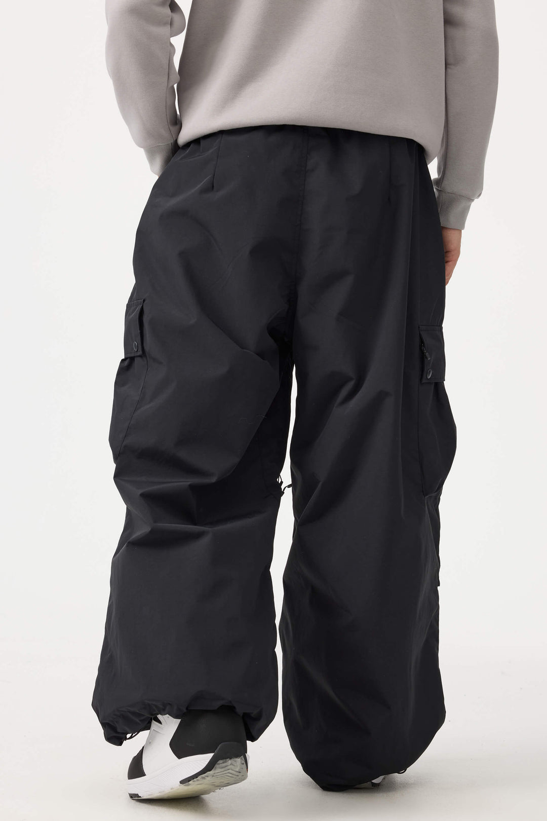 Men's Black Lightweight Inner Leg Vents Baggy Snow Pants